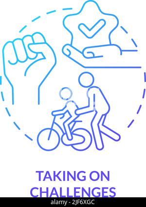 Taking on challenges blue gradient concept icon Stock Vector
