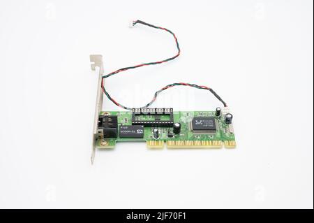 Old expansion card for pc. ethernet Stock Photo