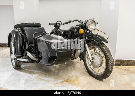 Classic sidecar motor bike restored. Ural Stock Photo