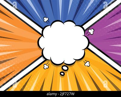 Colorful Comic Style Background With Empty Cloud Frame. Stock Vector