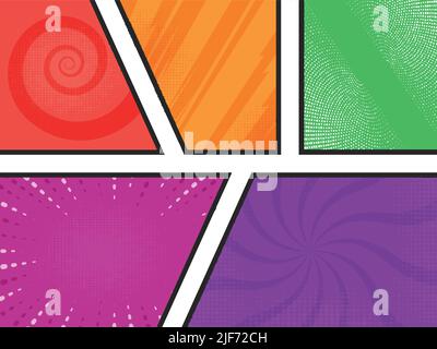 Mock-Up Of Typical Comic Book Page On Colorful Background. Stock Vector