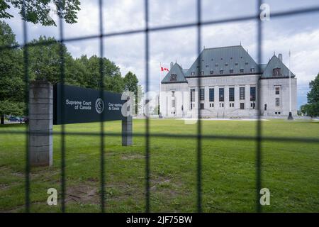 The Supreme Court of Canada in Ottawa fenced off ahead of planned Canada Day freedom rallies. Stock Photo