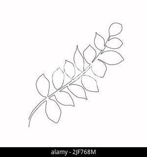 Continuous one line tree leaf. Vector illustration. Stock Vector