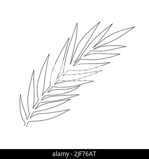 Continuous one line tree leaf. Vector illustration. Stock Vector