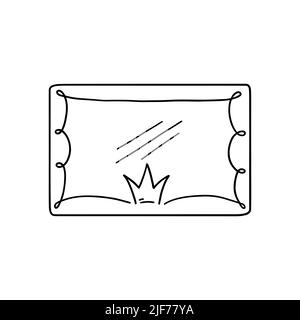 Princess crown mirror frame. Hand drawn doodle mirror with crown for ...