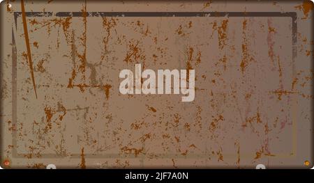 grunge empty old metal sign or picture frame, vector, free copy space Stock Vector