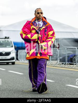 30th June, 2022. SILVERSTONE, UK, 30/06/2022,  Lewis Hamilton (Mercedes) at the Silverstone circuit ahead of the Great Britain Grand Prix. REMKO DE WAAL Credit: ANP/Alamy Live News Stock Photo