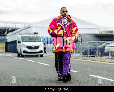 30th June, 2022. SILVERSTONE, UK, 30/06/2022,  Lewis Hamilton (Mercedes) at the Silverstone circuit ahead of the Great Britain Grand Prix. REMKO DE WAAL Credit: ANP/Alamy Live News Stock Photo