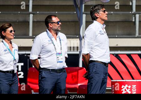 BUDAPEST, HUNGARY - JUNE 30: Coach Cosimino di Cecca of Italy, Head coach Carlo Silipo of Italy during the FINA World Championships Budapest 2022 Semifinal match Italy v USA on June 30, 2022 in Budapest, Hungary (Photo by Albert ten Hove/Orange Pictures) Stock Photo