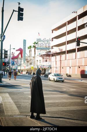 Batman walking in the street of downtown Vancouver, British 
