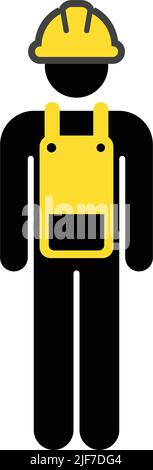 Contractor icon vector male worker person profile avatar with hardhat helmet in glyph pictogram illustration Stock Vector