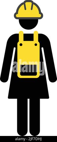 Contractor icon vector male worker person profile avatar with hardhat helmet in glyph pictogram illustration Stock Vector