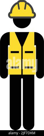 Factory worker icon vector male construction service person profile avatar with hardhat helmet in glyph pictogram illustration Stock Vector