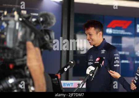 30th June 2022, Silverstone Circuit, Silverstone, Northamptonshire, England: British F1 Grand Prix, Arrival and inspection day: Williams Racing, Alex Albon Stock Photo