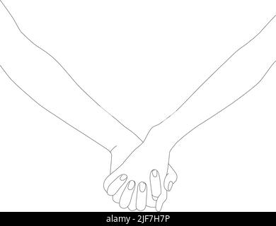 Holding hands. Palms in one line. Hands on a white isolated background. Vector illustration. Hands. Stock Vector