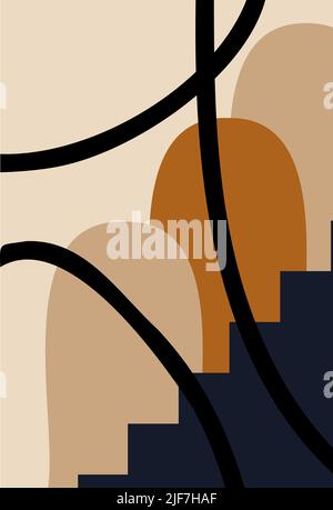 Modern geometric compositions and shapes. Abstract modern background. Backgrounds with geometric shapes. Boho-style wall decor. Minimalism. Stock Vector