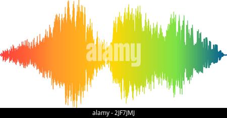 rainbow colored audio waveform isolated on white background, vector illustration Stock Vector