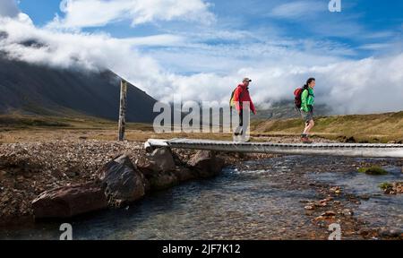 Hiking at east Borgarfjordur / Iceland Stock Photo