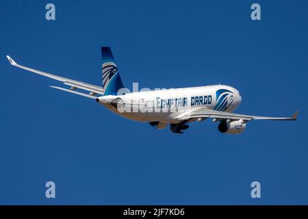 EgyptAir Cargo Airbus A330-243(P2F) (REG: SU-GCJ) taking off from runway 13. Stock Photo