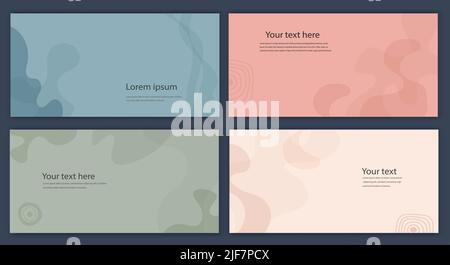 Creative modern layout template set in minimalist style with curved shapes.Set poster copy space.Backgrounds banner leaflet covers or web pages.Banner Stock Vector