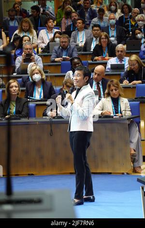 Maria Angelita Ressa co-founder and CEO of Rappler and ther first Filipino to receive the Nobel Peace Prize, speaking in Bonn, Germany Stock Photo