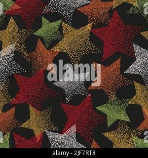 Seamless colorful stars pattern. Abstract hand drawn background for birthday card, party invitation. Stock Vector