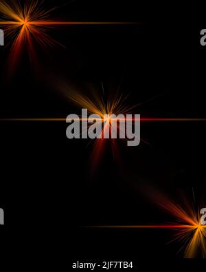 three rays of light in red color on a black background Stock Photo - Alamy
