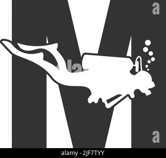 Letter I and someone scuba, diving icon illustration template Stock ...