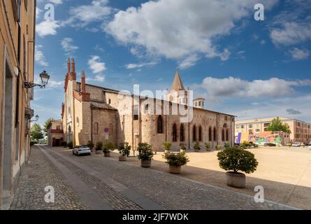 Cuneo, Italy, - June 27, 2022: Monumental complex of San Francesco former church now a place of cultural activities and houses the headquarters of the Stock Photo