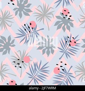 Abstract tropical leaves pattern. Seamless vector jungle background. Textile, fabric design Stock Vector