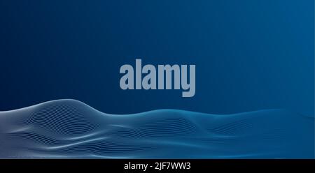 blue futuristic wavy line background, vector illustration Stock Vector