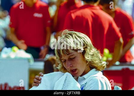 Steffi Graf (GER) competing at the 1986 French Open Tennis. Stock Photo