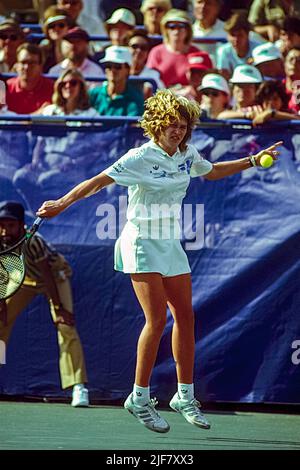 Steffi Graf (GER) competing at the 1986 US Open Tennis. Stock Photo