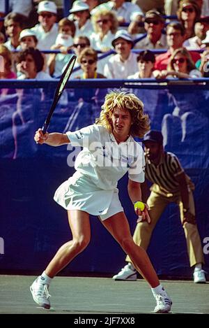 Steffi Graf (GER) competing at the 1986 US Open Tennis. Stock Photo