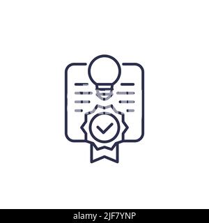 patent, certificate line icon on white, vector Stock Vector
