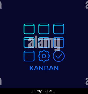 Kanban method line vector icon Stock Vector