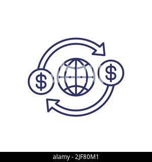 money transfer worldwide icon, line vector Stock Vector