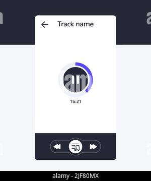 Audio player interface, mobile app design Stock Vector