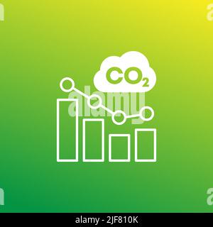 co2 gas, reducing carbon emission icon with graph Stock Vector