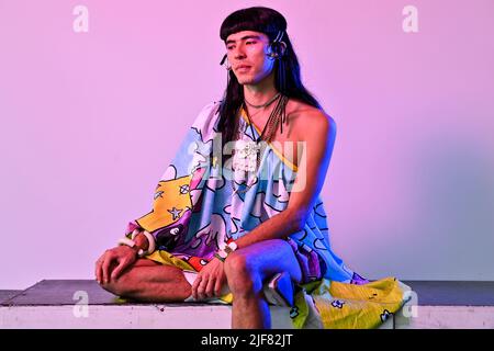 Brandon Wen, US fashion designer and new head of the fashion department of  the Royal Academy of Fine Arts Antwerp, poses for the photographer, in  Antwerp on Thursday 30 June 2022. BELGA