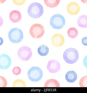Abstract background with watercolor circles. Colorful vector seamless polka dot pattern. Stock Vector