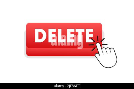 Delete button and Cursor Clicks. Trash can. Vector stock illustration. Stock Vector