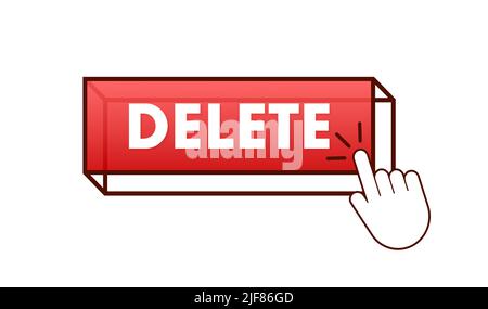 Delete button and Cursor Clicks. Trash can. Vector stock illustration. Stock Vector