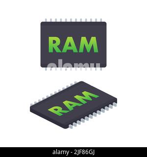 Computer Ram memory. Computer hardware components. Vector stock illustration. Stock Vector