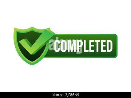 Completed tick, Checkmark stamp, sticker. Vector stock illustration. Stock Vector