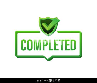Completed tick, Checkmark stamp, sticker. Vector stock illustration. Stock Vector