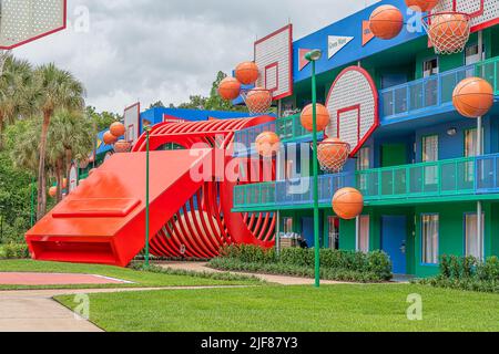 Disney All Star Sports hotel theming at Disney World in Florida Stock Photo