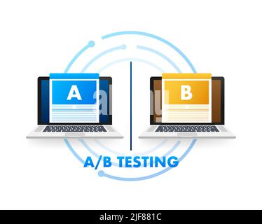 AB testing, split test. Bug Fixing, User Feedback. Homepage landing page template. Vector stock illustration. Stock Vector
