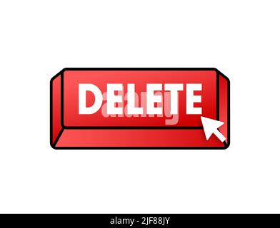 Delete button and Cursor Clicks. Trash can. Vector stock illustration. Stock Vector