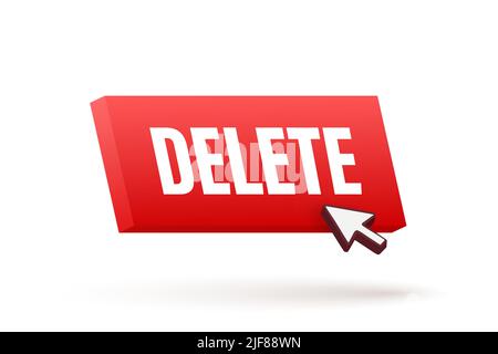 Delete button and Cursor Clicks. Trash can. Vector stock illustration. Stock Vector